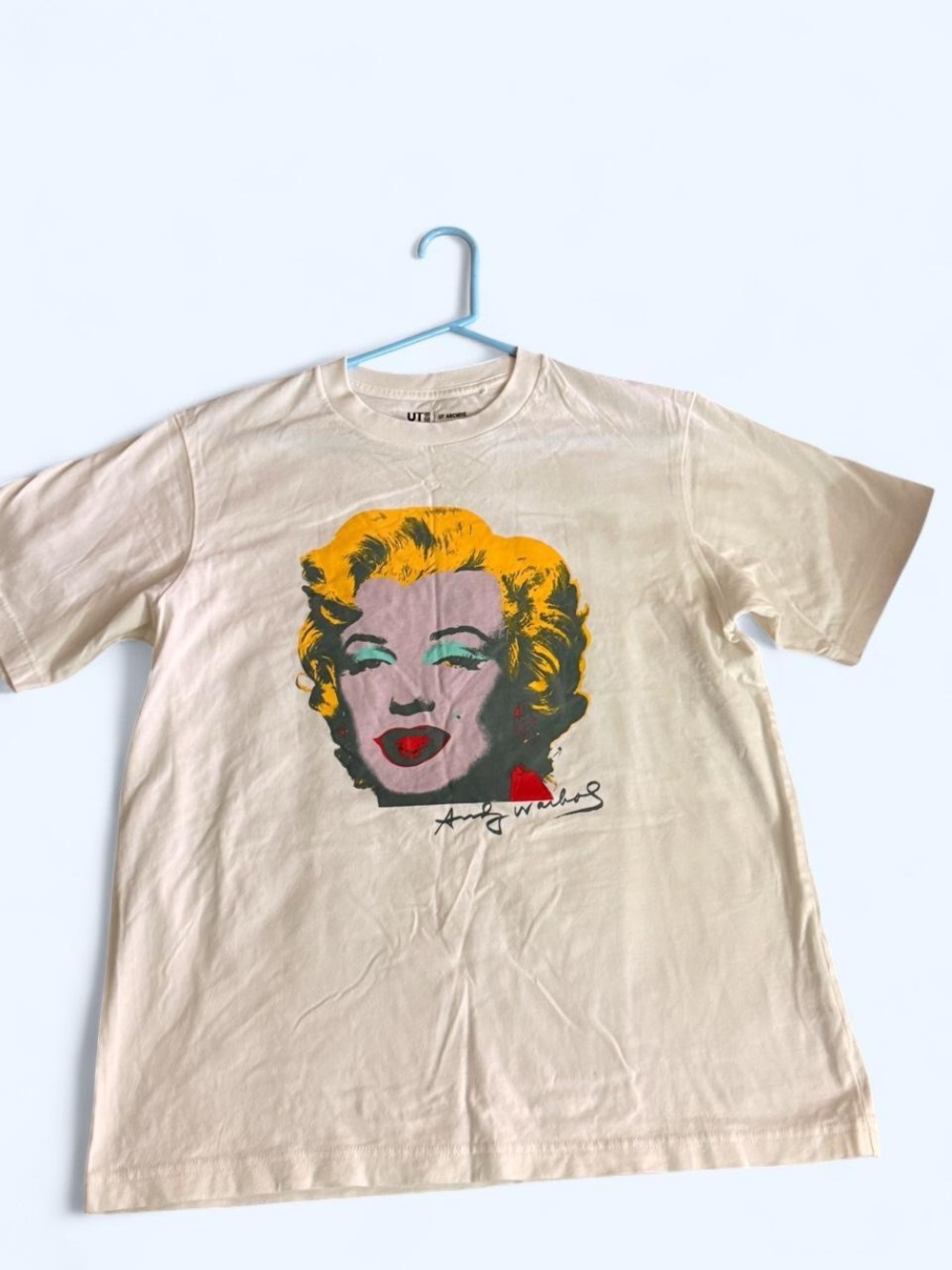 Uniqlo white  Marilyn Monroe Pop Art Tee with Yellow, Red and Teal Accents